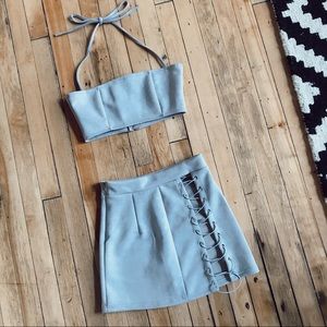 Two piece mini skirt halter top dress